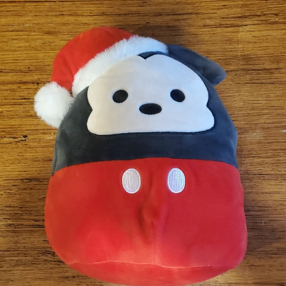 Red and Gray Plush Toy with Santa Hat